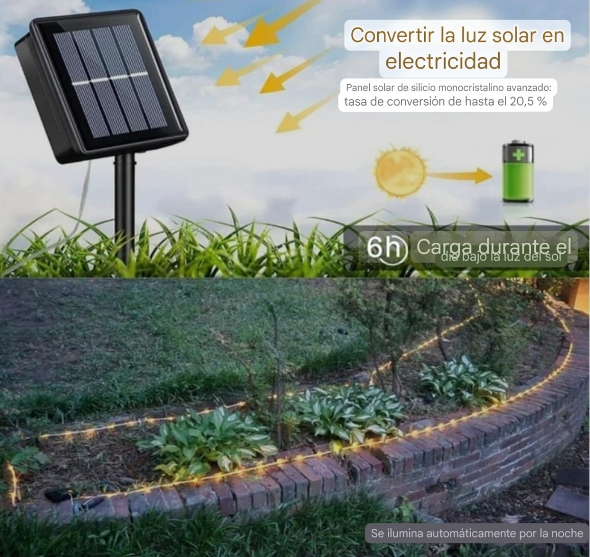 Luz Led Manguerita Solar Navidena 10 metros